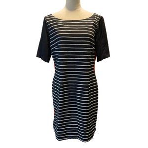 Eliza J Black White Stripe Red Side Panel Dress Size 16